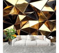 Fotográfico 3D HD No Tejido GeometríA La IlusióN Visual ExtraíBle Papel Pintado Fotomural 400×280 cm Oro Resistente al agua y a las manchas Fácil Instalación Murales Panorámicos