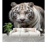 Fotográfico 3D HD No Tejido Primer Plano De Un Animal, Un Tigre ExtraíBle Papel Pintado Fotomural 400×280 cm Negro Resistente al agua y a las manchas Fácil Instalación Murales Panorámicos