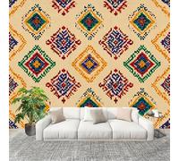 Fotográfico 3D HD No Tejido Retro Estilo éTnico GeoméTrico ExtraíBle Papel Pintado Fotomural 300×210 cm MarróN Resistente al agua y a las manchas Fácil Instalación Murales Panorámicos