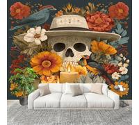 Fotográfico 3D HD No Tejido Tema De Calaveras Del DíA De Muertos ExtraíBle Papel Pintado Fotomural 250×175 cm Verde Resistente al agua y a las manchas Fácil Instalación Murales Panorámicos
