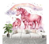 Fotográfico 3D HD No Tejido Unicornio De Cuento De Hadas ExtraíBle Papel Pintado Fotomural 300×210 cm Rosa Resistente al agua y a las manchas Fácil Instalación Murales Panorámicos