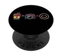 Fotógrafo Funny Coffee n Camera Feliz Fotografía Sonrisa PopSockets PopGrip Adhesivo