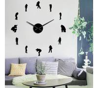 Fotógrafos Hobby Decor Wall Art DIY relojes de pared grandes con cámara genial reloj de pared sin marco con espejo Lensman números adhesivos (negro, 37 pulgadas)