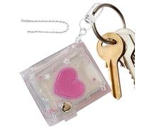 Fotolibro Llavero | Libro de Colección de Fototarjetas con Diseño de Corazón - Llavero De Álbum Fotográfico Brillante Y Transparente Con 24 Bolsillos | Para Fotos De 5 Cm, Bodas Navidad Viajes Cumplea