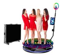 Fotomatón de fiesta de 360° con estuche de transporte, fotomatón de 360° con control remoto para 5 a 6 personas, anillo de luz RGB, logotipo personalizado gratuito (100 cm/39,4")