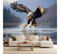 Fotomural Águila Calva Volando Pájaro Aguila Fotomurales Decorativos Pared, Murales 3D Papel Pintado Pared Mate Foto Mural Tejido no Tejido, Para Dormitorio Habitación infantil Salon 100x70 cm