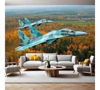 Fotomural aviones de combate 450 x 315 cm azul claro Papel Pintado Tejido No Tejido Decorativo con Diseño Fotográfico Moderno