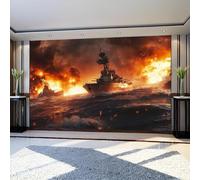 Fotomural Buques de guerra y océanos 450 x 315 cm Rojo Papel Pintado Tejido No Tejido Decorativo con Diseño Fotográfico Moderno