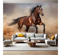 Fotomural Caballos del desierto 400 x 280 cm marrón Papel Pintado 3D Moderno para Decoración de Pared en Salón, Dormitorio o Comedor