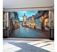 Fotomural Calles de ciudades nórdicas 300 x 210 cm Vieja Casa De Madera Papel Pintado Tejido No Tejido Fotográfico para Dormitorio, Oficina y Hotel