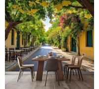 Fotomural Calles de la ciudad de Atenas, Grecia. Papel pintado 3D no tejido, mural con estampado, revestimiento de pared, decoración de pared para sala de estar, dormitorio, habitación infantil, ofici
