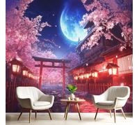 Fotomural Cerezos En Flor Santuario 400x280cm papel pintado TNT, fotomural panorámico Puerta Torii Paisaje Japonés, Mural de Pared, Decoración de Pared para Salón y Habitación