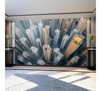 Fotomural Complejo de edificios urbanos 300 x 210 cm Gris Papel Pintado Tejido No Tejido Decorativo con Diseño Fotográfico Moderno