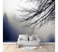 Fotomural con paisaje invernal de ramas, mural de pared con efecto 3D, mural para sala de estar, dormitorio, pared de fondo de TV para habitación infantil, 250 cm x 175 cm.