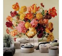 Fotomural con ramo de tulipanes en efecto 3D, papel pintado no tejido, revestimiento de pared amarillo - decoración de pared para salón, dormitorio, habitación infantil para niñas y niños, 200 cm x 14