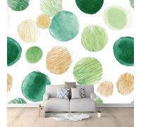 Fotomural de Pared Abstracto Geometría Puntos Composición Ritmo 300 x 210 cm - Papel Pintado Tejido no Tejido (TNT) con Efecto 3D, Mural Decorativo para Salón, Dormitorio y Comedor - Verde Claro