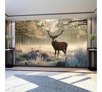 Fotomural Decorativo de Pared ciervos salvajes 300 x 210 cm Pastizales De Invierno Papel Pintado Tejido No Tejido 3D para Salón o Dormitorio