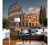Fotomural, Edificios famosos, no tejido, El antiguo Coliseo romano XXL, moderno, marrón, mural de pared para sala de estar y dormitorio, 150 cm x 105 cm, pegatinas, pintura sin marco, póster