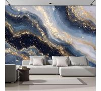 Fotomural Efecto Textura Mármol Con Lámina Oro 3D Papel Tapiz, Arte Fluido Abstracto Decoración De La Pared Murales, Sala De Estar Dormitorio Papel Pintado 250 × 175 Cm