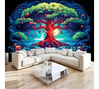 Fotomural Fantasía Aesthetic Árbol La Vida Cascada Luna Lago 400 x 280 cm Papel Pintado Fotográfico TNT - Decoración Pared TV, Póster para Cuarto Infantil, Salón Dormitorio u Oficina - Azul Oscuro