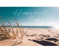 Fotomural 'Mente Feliz, Vida Feliz' - Papel Tapiz Motivador Con Escena De Playa