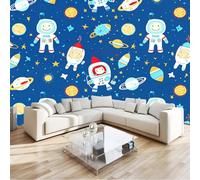 Fotomural Papel Pintado 3D Dibujos animados astronauta espacio nave espacial Patrón - Vistoso Papel Tapiz Decorativo Moderno para Pared, Mural de Pared para 350 x 256 cm, Decoración del Hogar