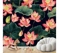 Fotomural - papel tapiz Flor de loto, estilo japonés, moderno, sala de estar, dormitorio, habitación infantil, decoración de pared, motivo, 200cmx140cm Póster - Adhesivo de pared - Cuadro sin marco