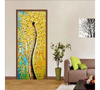 Fotomural Puerta 3D Hojas Doradas De Moda 90 X 210 Cm Pegatinas De Puerta De Arte Para Puertas Interiores, Pegatinas De Pared Para Niños, Póster Autoadhesivo, Papel Tapiz, Dormitorio, Sala De Estar,