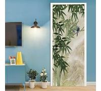 Fotomural Puerta 3D Pájaro Animal De Bambú Verde 77 X 200 Cm Pegatinas De Puerta De Arte Para Puertas Interiores, Pegatinas De Pared Para Niños, Póster Autoadhesivo, Papel Tapiz, Dormitorio -0B9A1U9S5