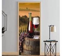 Fotomural Puerta 3D Uvas De Vino Tinto 80 X 200 Cm Pegatinas De Puerta De Arte Extraíbles A Prueba De Agua Para Niños, Niñas, Niños, Habitaciones, Dormitorios, Baño, Inodoro, Decoración Del Hogar, Ca