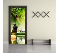 Fotomural Puerta 3D Vela Tallada En Piedra Zen De Bambú 100 X 215 Cm Autoadhesivo Pegatinas De Arte A Prueba De Agua Dormitorios Para Niños Baño Inodoro Decoración Del Hogar Calcomanía Póst -7Y3M-Z3R8