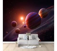 Fotomural Sci-Fi Universo Planeta Exploración Espacio 350 x 256 cm Papel Pintado Fotográfico TNT - Decoración Pared TV, Póster para Cuarto Infantil, Salón Dormitorio u Oficina - Púrpura Oscuro