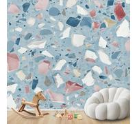 Fotomural, Terrazzo, Aspecto de Piedra Azul, No Tejido, Moderno, Sala de Estar, Dormitorio, Habitación Infantil, Decoración de Pared, Papel Mural Motif, 400cmx280cm Pegatinas - Cuadro sin Marco - Póst