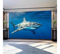 Fotomural tiburones oceánicos 300 x 210 cm Azul Papel Pintado Fotográfico Tejido No Tejido para Sala, Dormitorio u Oficina