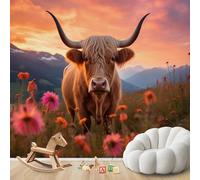 Fotomural, vaca de las Tierras Altas, carne de res escocesa, no tejido, moderno, sala de estar, dormitorio, habitación infantil, decoración de pared, papel tapiz con motivo, adhesivo de pared de 430 c