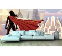 Fotomural Vinilo Pared Cómic Mujer superhéroe | Fotomural para Paredes | Mural | Vinilo Decorativo | Varias Medidas 100 x 70 cm | Decoración comedores, Salones, Habitaciones.