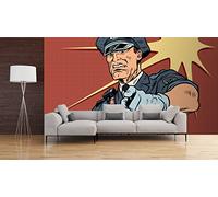 Fotomural Vinilo Pared Cómic Policia | Fotomural para Paredes | Mural | Vinilo Decorativo | Varias Medidas 100 x 70 cm | Decoración comedores, Salones, Habitaciones...