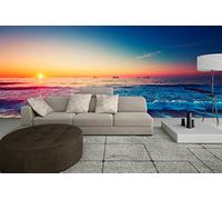 Fotomural Vinilo Pared Playa Atardecer | Varias Medidas 150x100cm | Ideal para la decoración de comedores, Salones | Motivos Paisajísticos | Urbes, Naturaleza, Arte Diseño Elegante