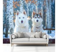 Fotomurale 3D Animales Husky Perro De Alaska 300 x 210 cm Papel Pintado Fotográfico, Decoración De la Pared Murales para Salón, Dormitorio, Habitación para Niños, Pared de TV