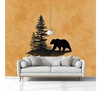 Fotomurale 3D Ilustración Vintage Pino Oso 200 x 140 cm Papel Pintado Fotográfico, Decoración De la Pared Murales para Salón, Dormitorio, Habitación para Niños, Pared de TV