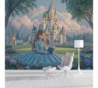 Fotomurale 3D verde Ilustraciones de ensueño Castillo de la princesa 450x356cm Papel Pintado Fotográfico, Decoración De la Pared Murales para Salón, Dormitorio, Habitación para Niños, Pared de TV