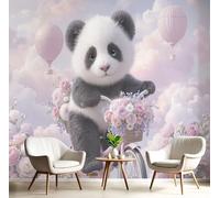Fotomurale Carta da Parati Animal Lindo Con Panda En Bicicleta, 200Anx140Al cm Fotomurali Murale 3D Poster Moderna, Carta da Parati Decora per Camera Letto Stanza dei Bambini