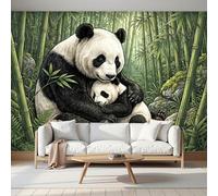 Fotomurale Carta da Parati Animales Dibujados A Mano Con Panda Del Bosque De Bambú, 450Anx315Al cm Fotomurali Murale 3D Poster Moderna, Carta da Parati Decora per Camera Letto Stanza dei Bambini