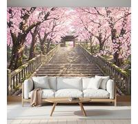 Fotomurale Carta da Parati Anime Japonés Con Escalones De Piedra Flores De Cerezo, 400Anx280Al cm Fotomurali Murale 3D Poster Moderna, Carta da Parati Decora per Camera Letto Stanza dei Bambini