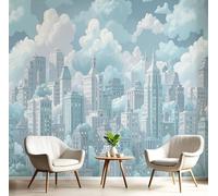 Fotomurale Carta da Parati Arquitectura De Dibujos Animados Con Paisaje Urbano, 300Anx210Al cm Fotomurali Murale 3D Poster Moderna, Carta da Parati Decora per Camera Letto Stanza dei Bambini
