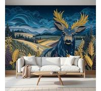 Fotomurale Carta da Parati Arte De Papel Animales Con Pastizales Ciervos, 350Anx256Al cm Fotomurali Murale 3D Poster Moderna, Carta da Parati Decora per Camera Letto Stanza dei Bambini