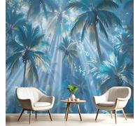 Fotomurale Carta da Parati Con Palmeras Y Paisaje Selvático Bajo La Luz Del Sol, 300Anx210Al cm Fotomurali Murale 3D Poster Moderna, Carta da Parati Decora per Camera Letto Stanza dei Bambini