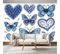 Fotomurale Carta da Parati Dibujados A Mano Grafitis Con Corazones Mariposas, 350Anx256Al cm Fotomurali Murale 3D Poster Moderna, Carta da Parati Decora per Camera Letto Stanza dei Bambini