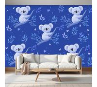 Fotomurale Carta da Parati Dibujos Animados Animal Con Rama De Árbol Koala, 300Anx210Al cm Fotomurali Murale 3D Poster Moderna, Carta da Parati Decora per Camera Letto Stanza dei Bambini