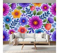 Fotomurale Carta da Parati Dibujos Animados Con Flores Hojas, 450Anx315Al cm Fotomurali Murale 3D Poster Moderna, Carta da Parati Decora per Camera Letto Stanza dei Bambini